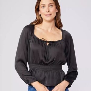 PAIGE Odalynn Square-Neck Long-Sleeve Peplum Top